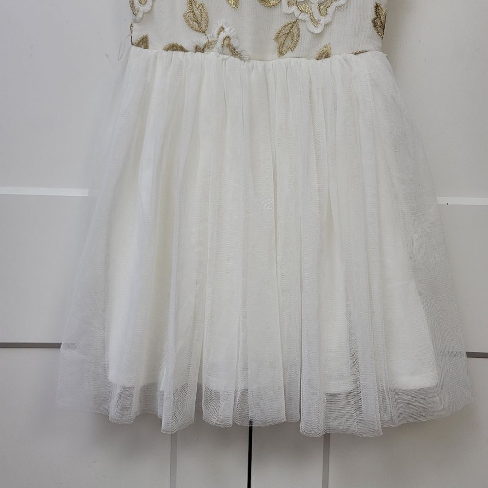 Lily Bleu girls dress with tulle skirt and gold accent flowers, 10 - Picture 3 of 6